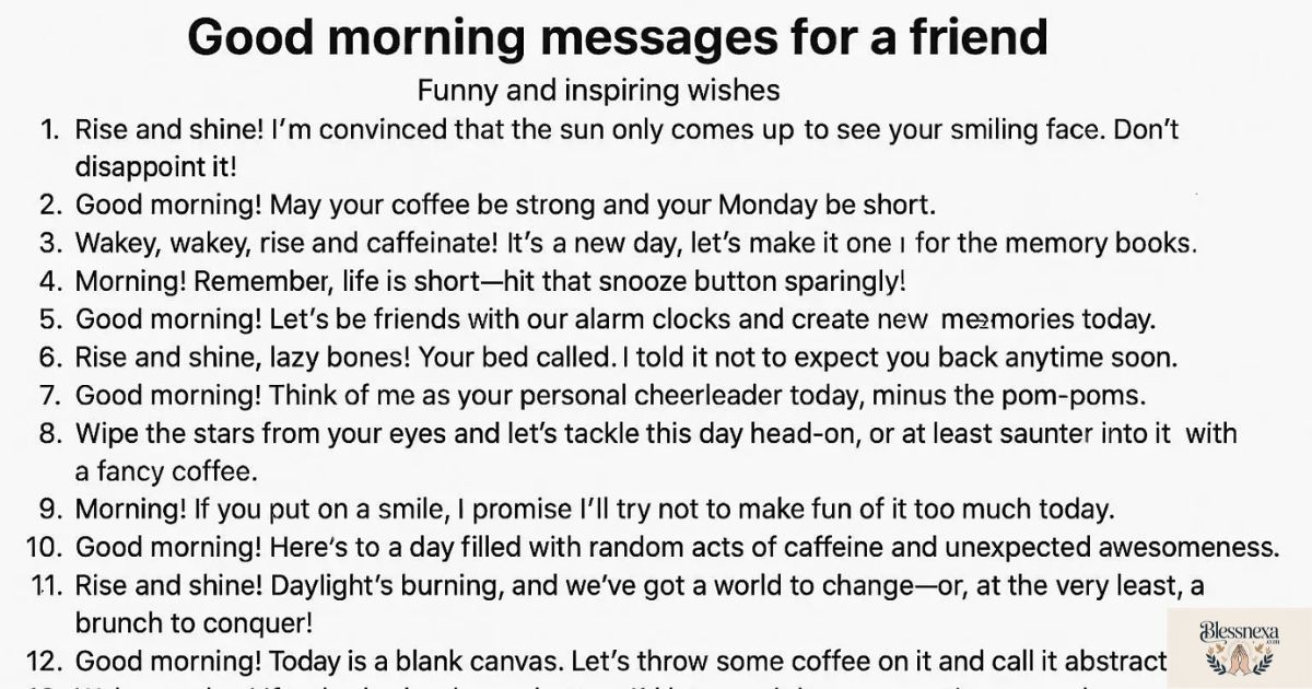 150+ Heartfelt,Good Morning Message for a Friend Funny & Inspiring Wishes