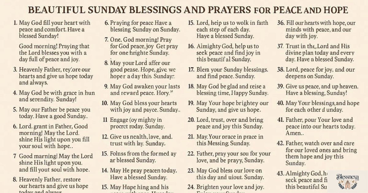 75 Beautiful Sunday Blessings and Prayers for Peace and Hope