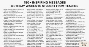 150+ Inspiring Messages Birthday Wishes to Student from Teacher