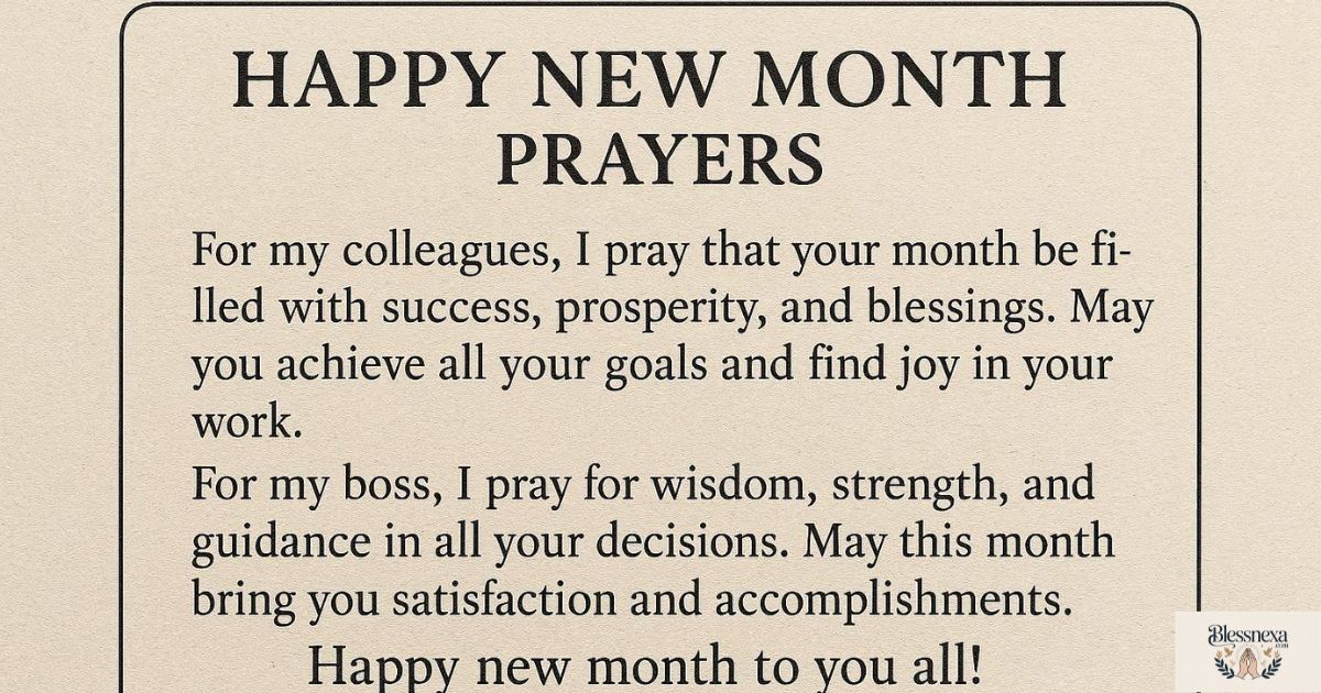 Happy New Month Prayers for Colleagues and Boss