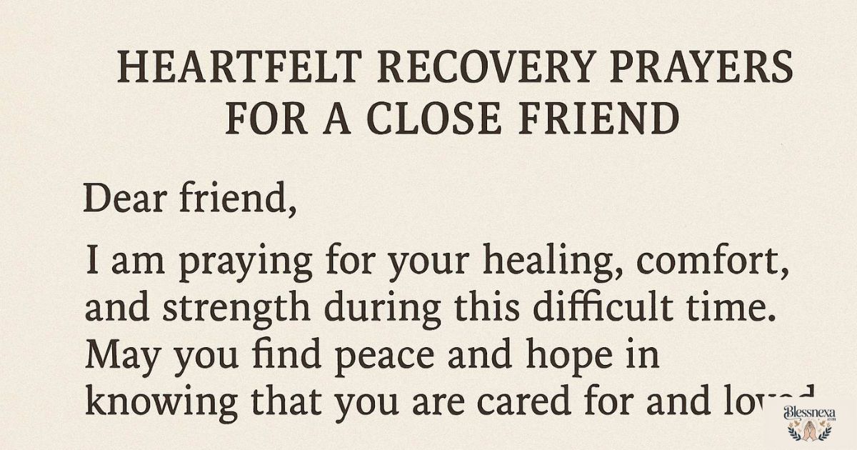 Heartfelt Recovery Prayers for a Close Friend
