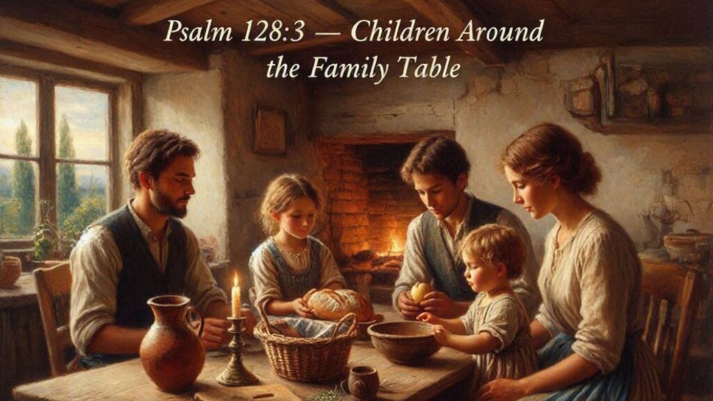 Psalm 128:3 — Children Around the Family Table
