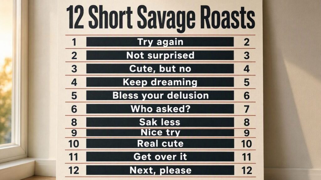 12 Short Savage Roasts for Quick Comebacks

